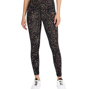Cream Yoga Jenn 7/8 Patterned Women’s Workout Leggings Black Brown Small